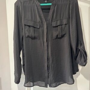 a.n.a Black Sheer Women's Blouse